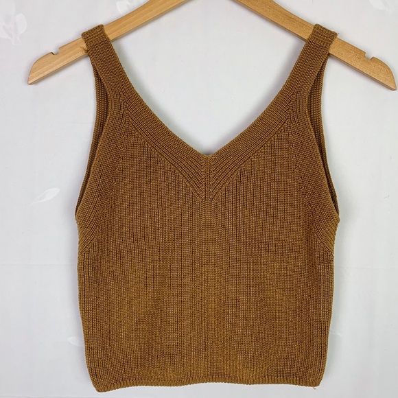 Camel Tone Cropped Knit Tank Top | Festival Wear